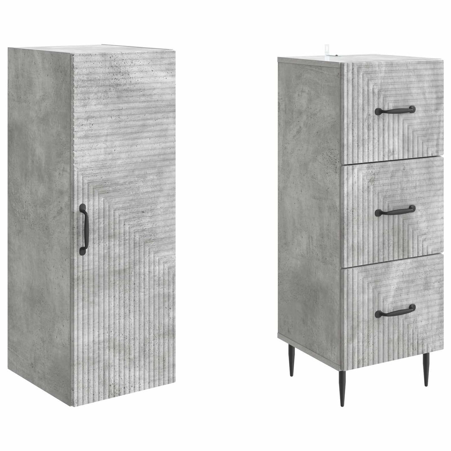 Cabinet Set 2 pcs Concrete Grey 33 x 34.5 x 90 cm