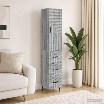 Cabinet Set 2 pcs 33 x 34.5 x 90 cm Engineered Wood Grey Sonoma