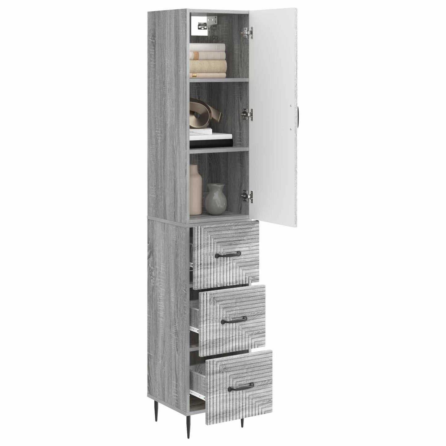 Cabinet Set 2 pcs 33 x 34.5 x 90 cm Engineered Wood Grey Sonoma