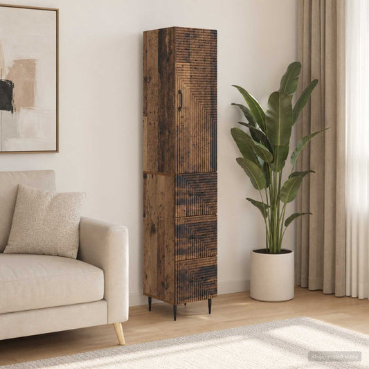 Cabinet Set 2 pcs Old Wood 33 x 34.5 x 90 cm Engineered Wood