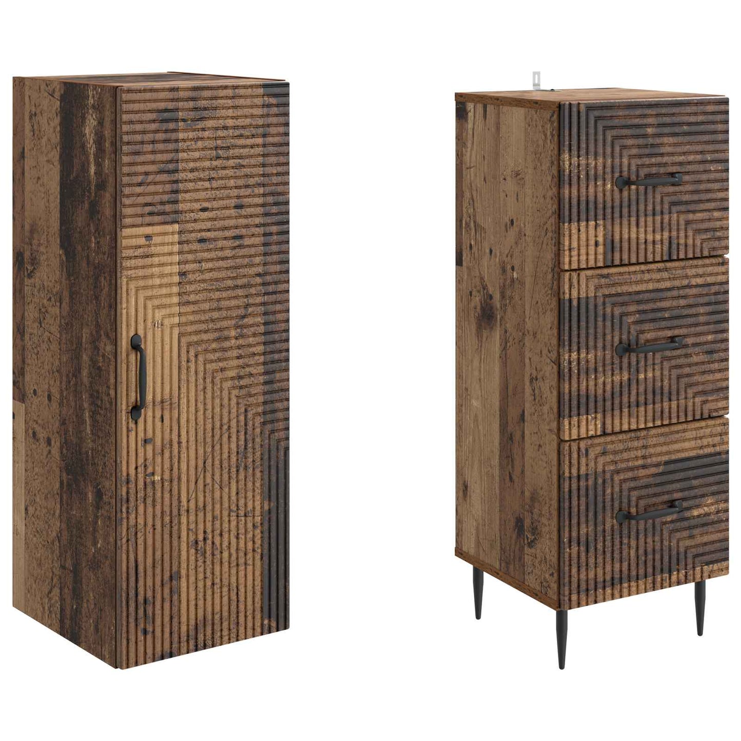 Cabinet Set 2 pcs 33 x 34.5 x 90 cm Engineered Wood Old Wood