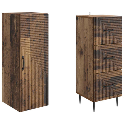 Cabinet Set 2 pcs 33 x 34.5 x 90 cm Engineered Wood Old Wood
