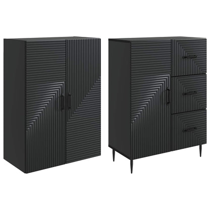 Cabinet Set 2 pcs Black 66 x 34.5 x 89.5 cm Engineered Wood