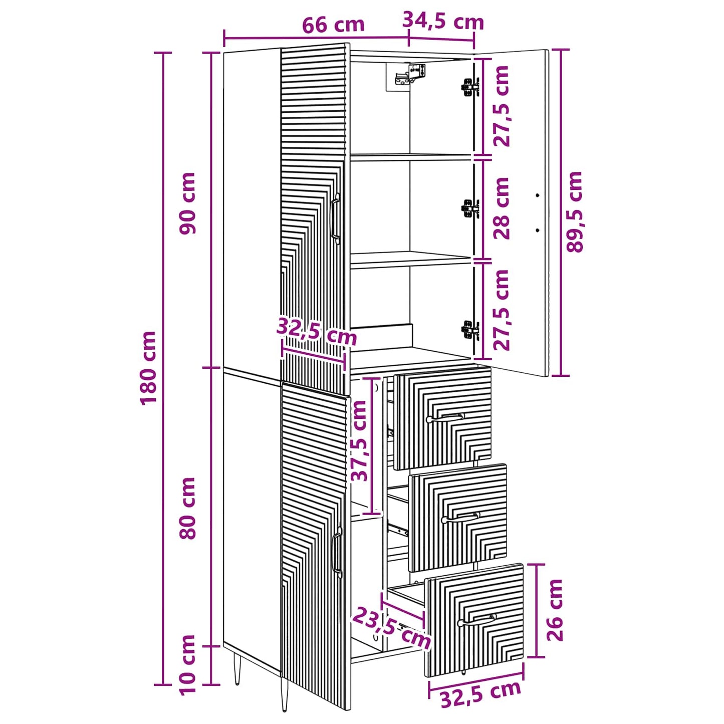 Cabinet Set 2 pcs Black 66 x 34.5 x 89.5 cm Engineered Wood