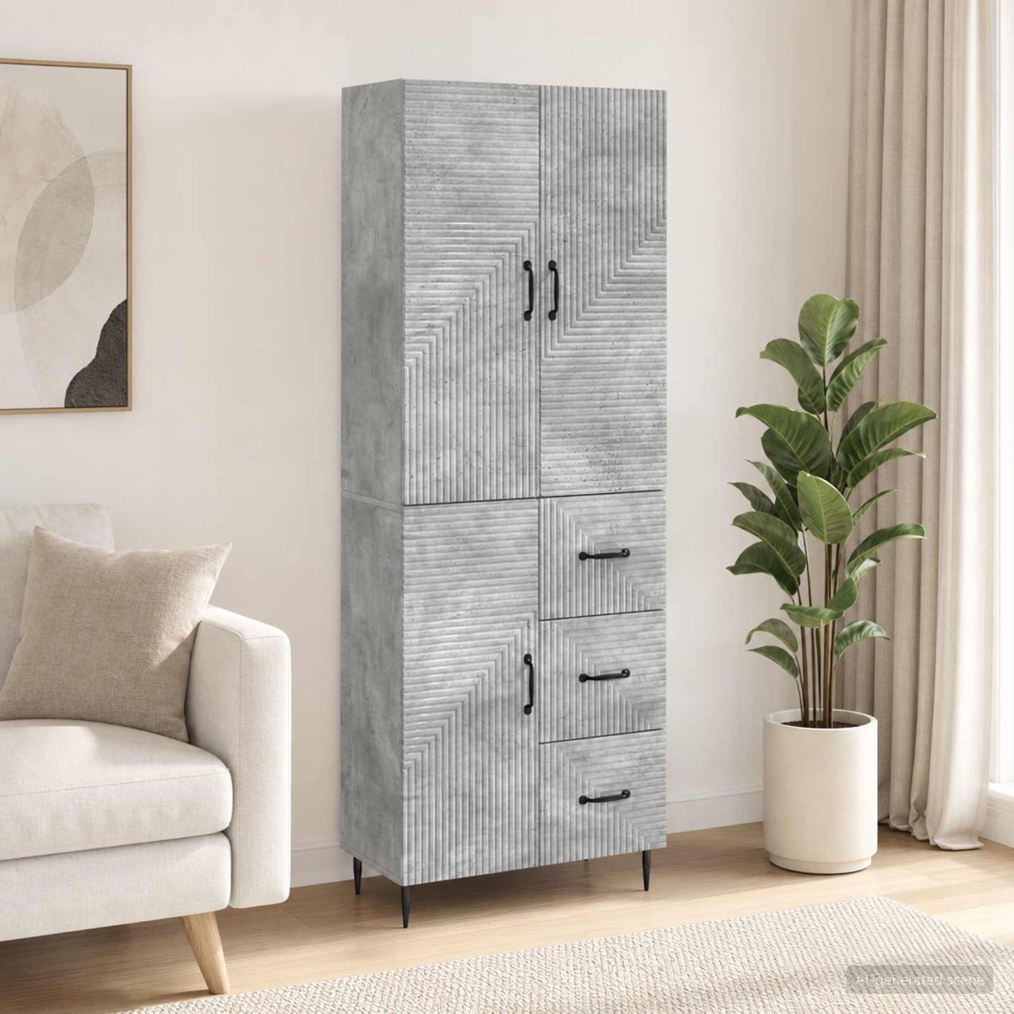 Cabinet Set 2 pcs Concrete Grey 66 x 34.5 x 89.5 cm