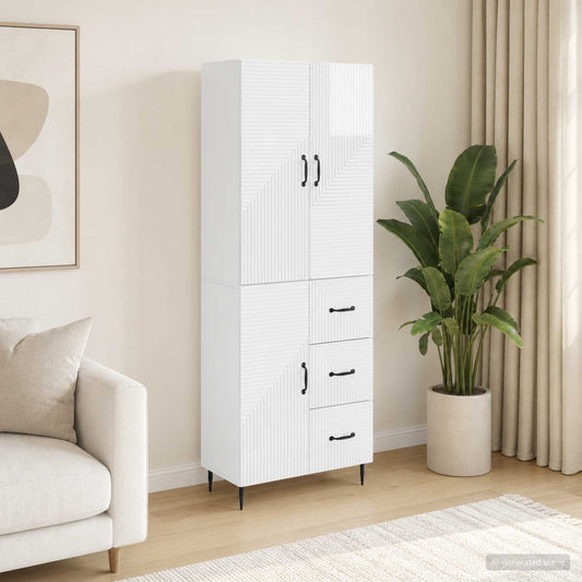 Cabinet Set 2 pcs High Gloss White 66 x 34.5 x 89.5 cm