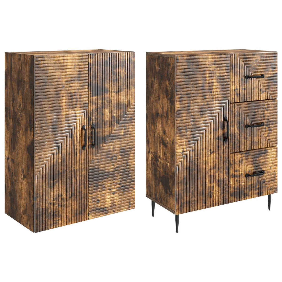 Cabinet Set 2 pcs Smoked Oak Engineered Wood