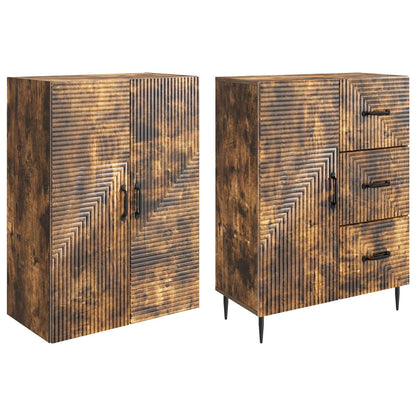 Cabinet Set 2 pcs Smoked Oak Engineered Wood
