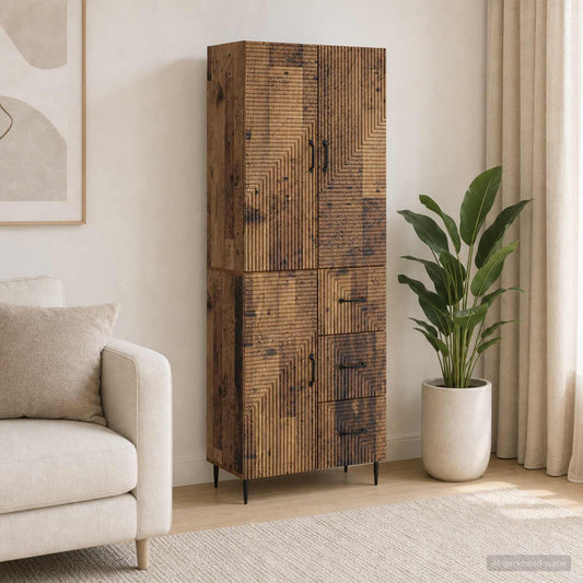 Cabinet Set 2 pcs Old Wood 66 x 34.5 x 89.5 cm Engineered Wood