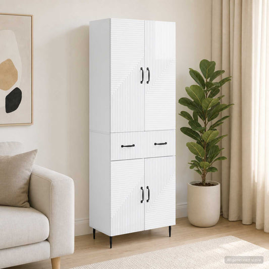 Cabinet Set 2 pcs High Gloss White 66 x 34.5 x 89.5 cm