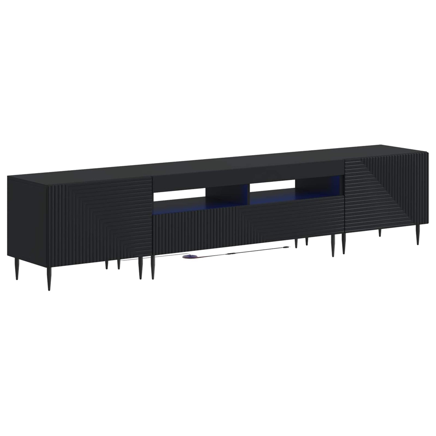 3 Piece LED TV Cabinet Black Engineered Wood