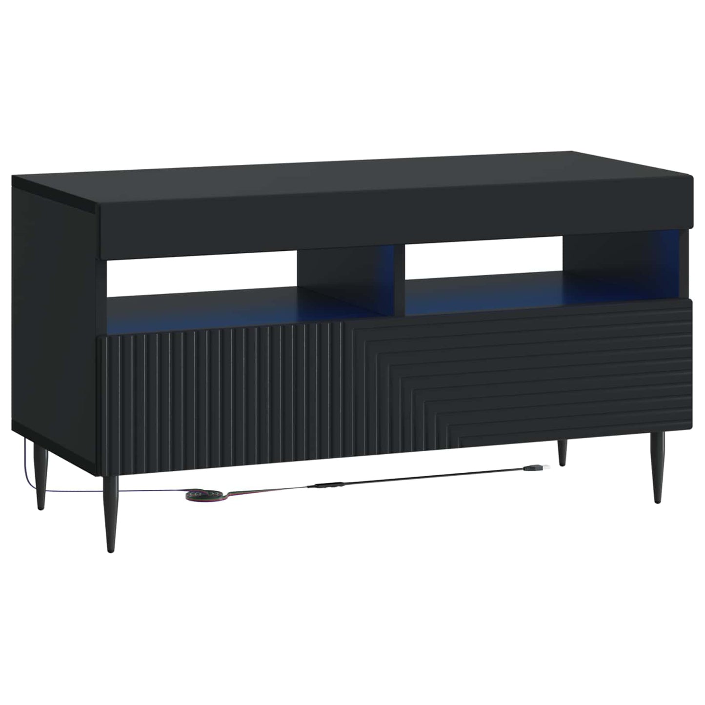 3 Piece LED TV Cabinet Black Engineered Wood