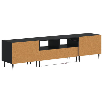 3 Piece LED TV Cabinet Black Engineered Wood
