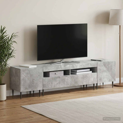 3 Piece LED TV Cabinet Concrete Grey Engineered Wood