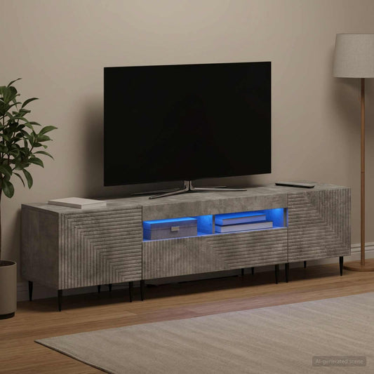 3 Piece LED TV Cabinet Concrete Grey Engineered Wood
