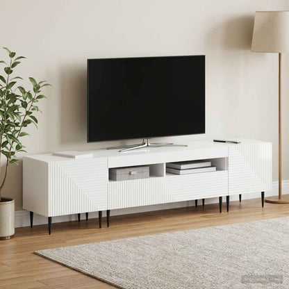3 Piece LED TV Cabinet High Gloss White Engineered Wood