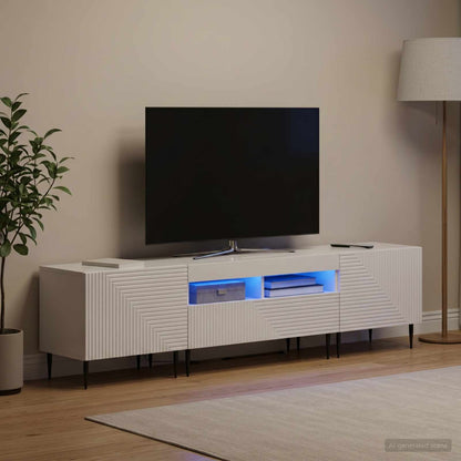 3 Piece LED TV Cabinet High Gloss White Engineered Wood