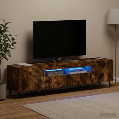 3 Piece LED TV Cabinet Smoked Oak Engineered Wood