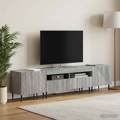 3 Piece LED TV Cabinet Grey Sonoma Engineered Wood