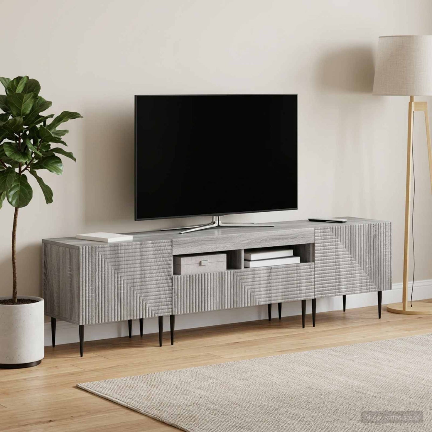 3 Piece LED TV Cabinet Grey Sonoma Engineered Wood