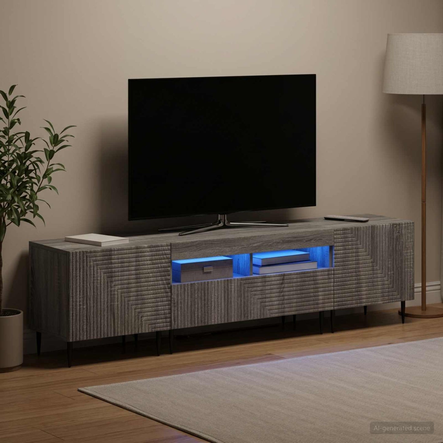 3 Piece LED TV Cabinet Grey Sonoma Engineered Wood