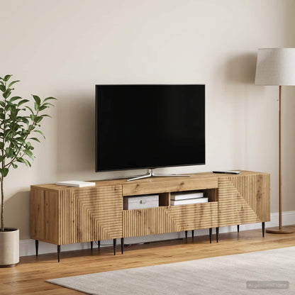 3 Piece LED TV Cabinet Artisan Oak Engineered Wood