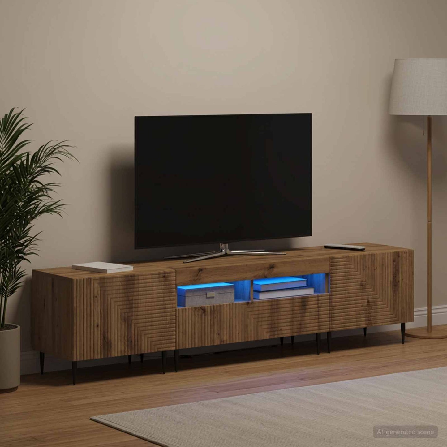 3 Piece LED TV Cabinet Artisan Oak Engineered Wood
