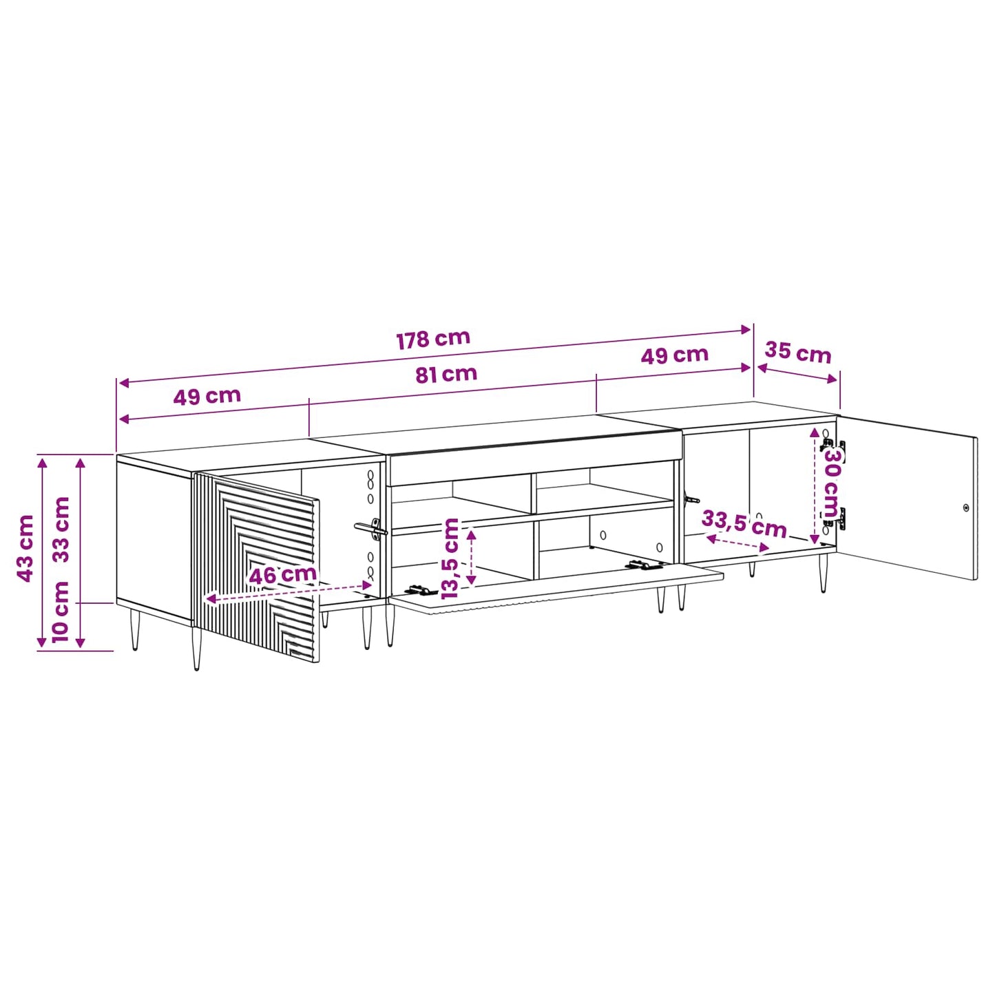 3 Piece LED TV Cabinet Artisan Oak Engineered Wood