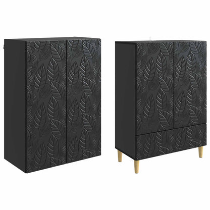 Cabinet Set 2 pcs Black Engineered Wood