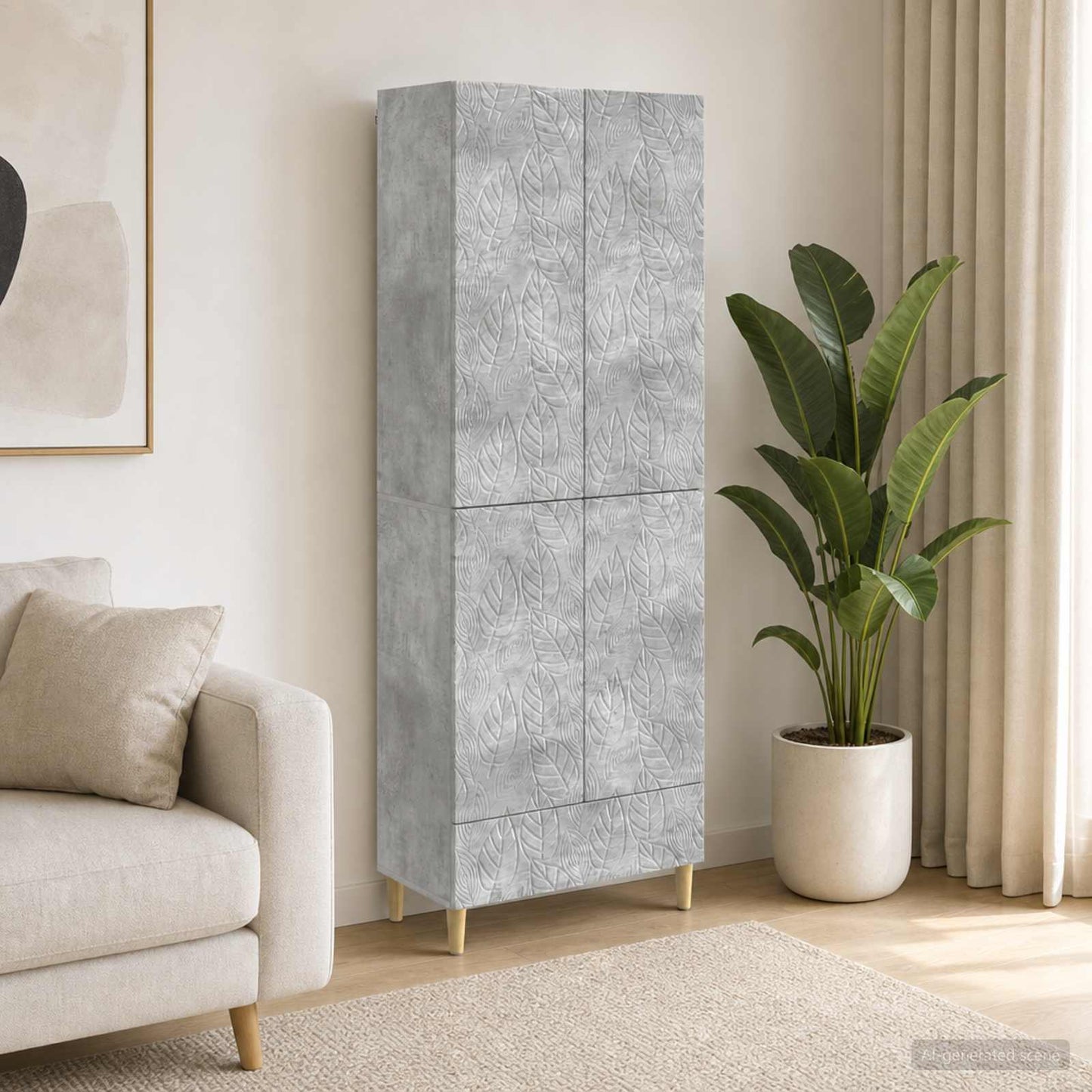 Cabinet Set 2 pcs Concrete Grey Engineered Wood