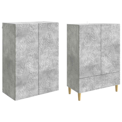 Cabinet Set 2 pcs Concrete Grey Engineered Wood
