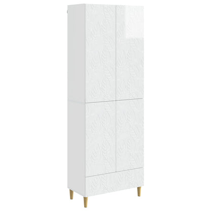 Cabinet Set 2 pcs High Gloss White Engineered Wood