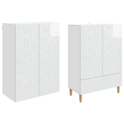 Cabinet Set 2 pcs High Gloss White Engineered Wood