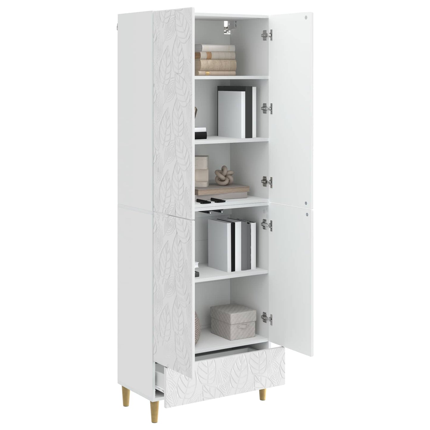 Cabinet Set 2 pcs High Gloss White Engineered Wood
