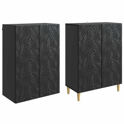 Cabinet Set 2 pcs Black Engineered Wood
