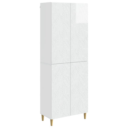 Cabinet Set 2 pcs High Gloss White Engineered Wood