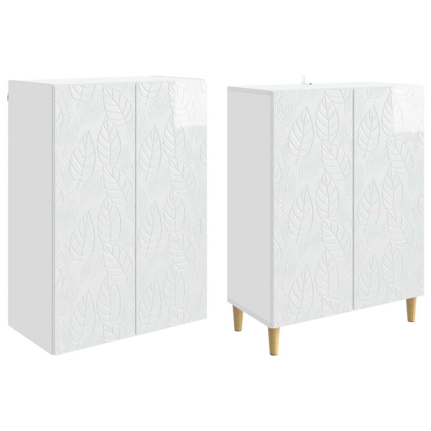 Cabinet Set 2 pcs High Gloss White Engineered Wood
