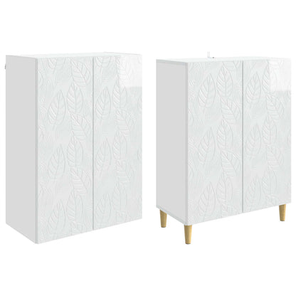 Cabinet Set 2 pcs High Gloss White Engineered Wood
