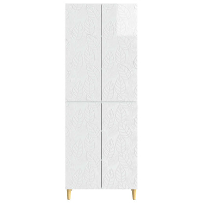 Cabinet Set 2 pcs High Gloss White Engineered Wood