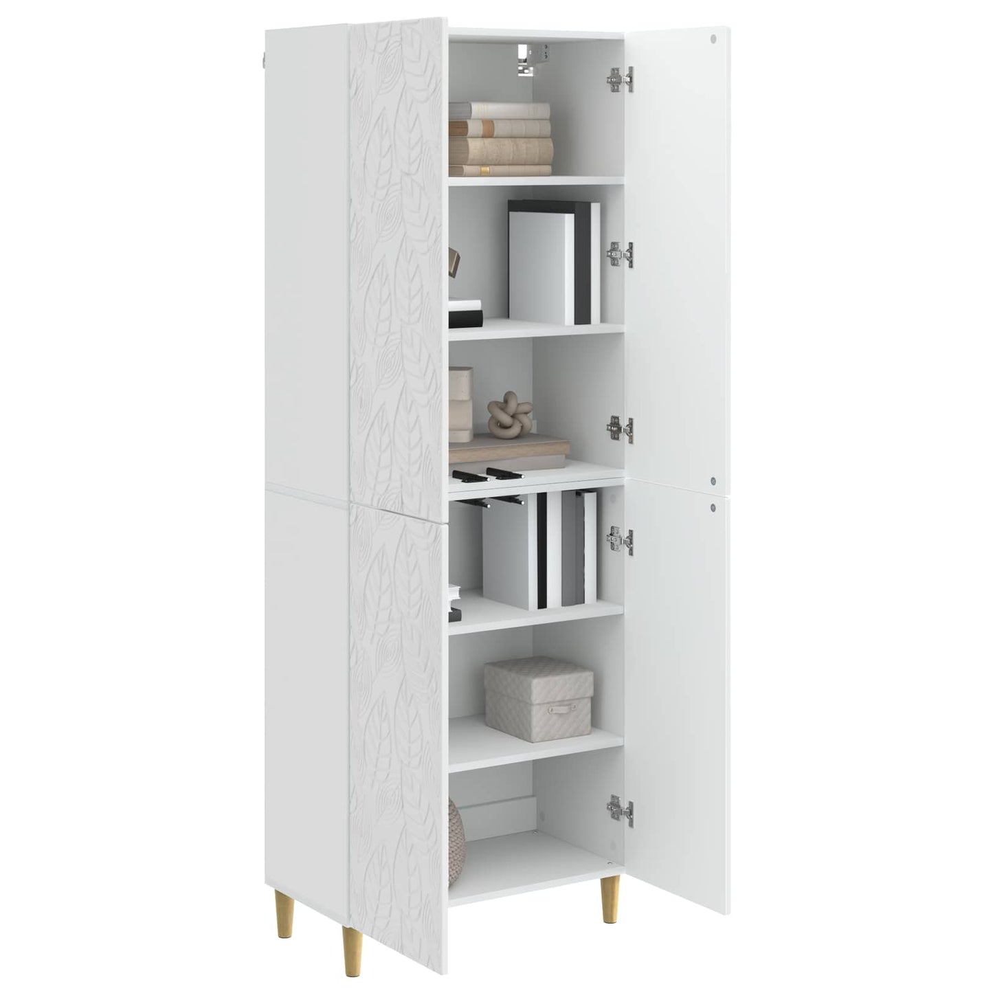 Cabinet Set 2 pcs High Gloss White Engineered Wood