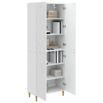 Cabinet Set 2 pcs High Gloss White Engineered Wood