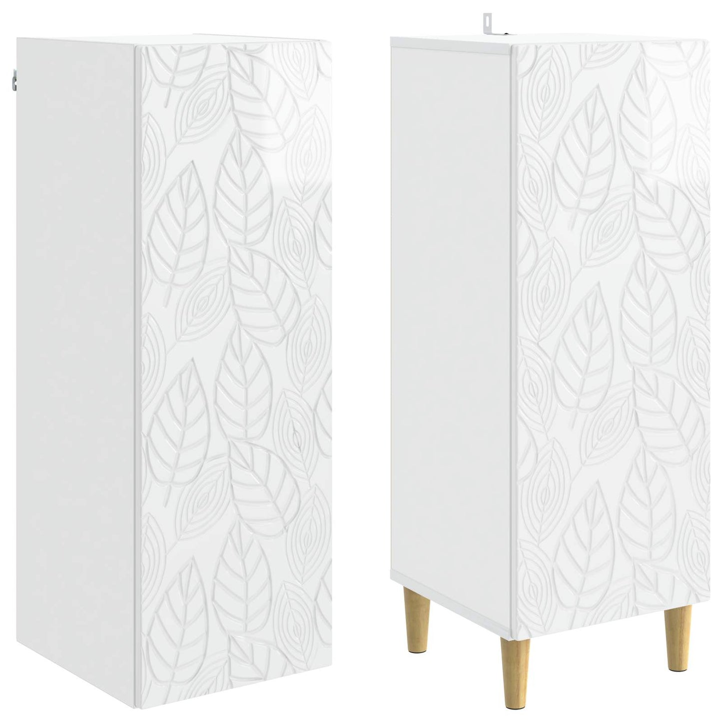 Cabinet Set 2 pcs High Gloss White Engineered Wood