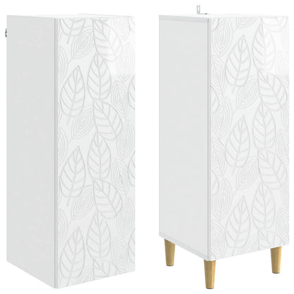 Cabinet Set 2 pcs High Gloss White Engineered Wood