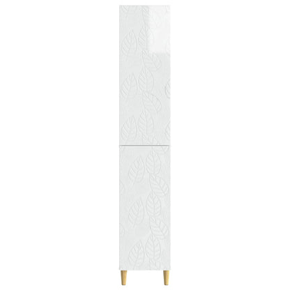 Cabinet Set 2 pcs High Gloss White Engineered Wood