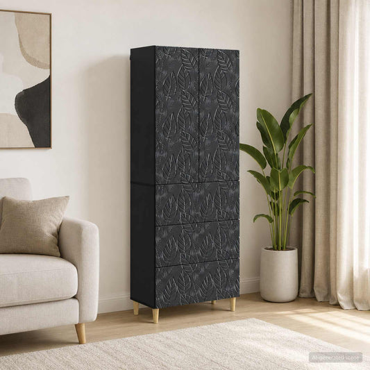 Cabinet Set 2 pcs Black 66 x 34.5 x 90 cm Engineered Wood