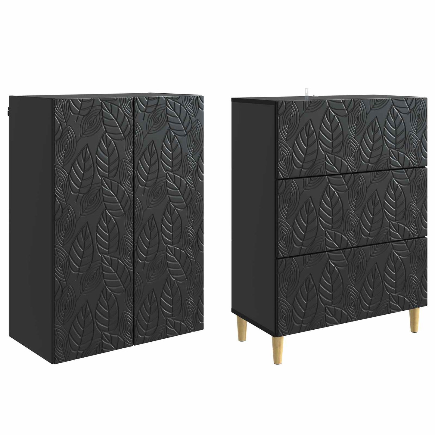 Cabinet Set 2 pcs 66 x 34.5 x 90 cm Engineered Wood Black