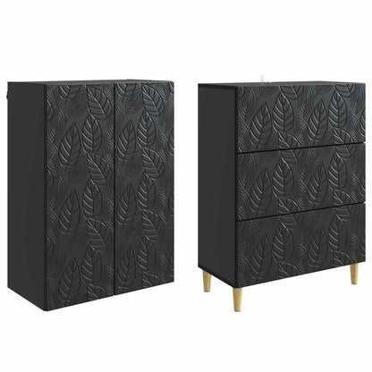 Cabinet Set 2 pcs 66 x 34.5 x 90 cm Engineered Wood Black