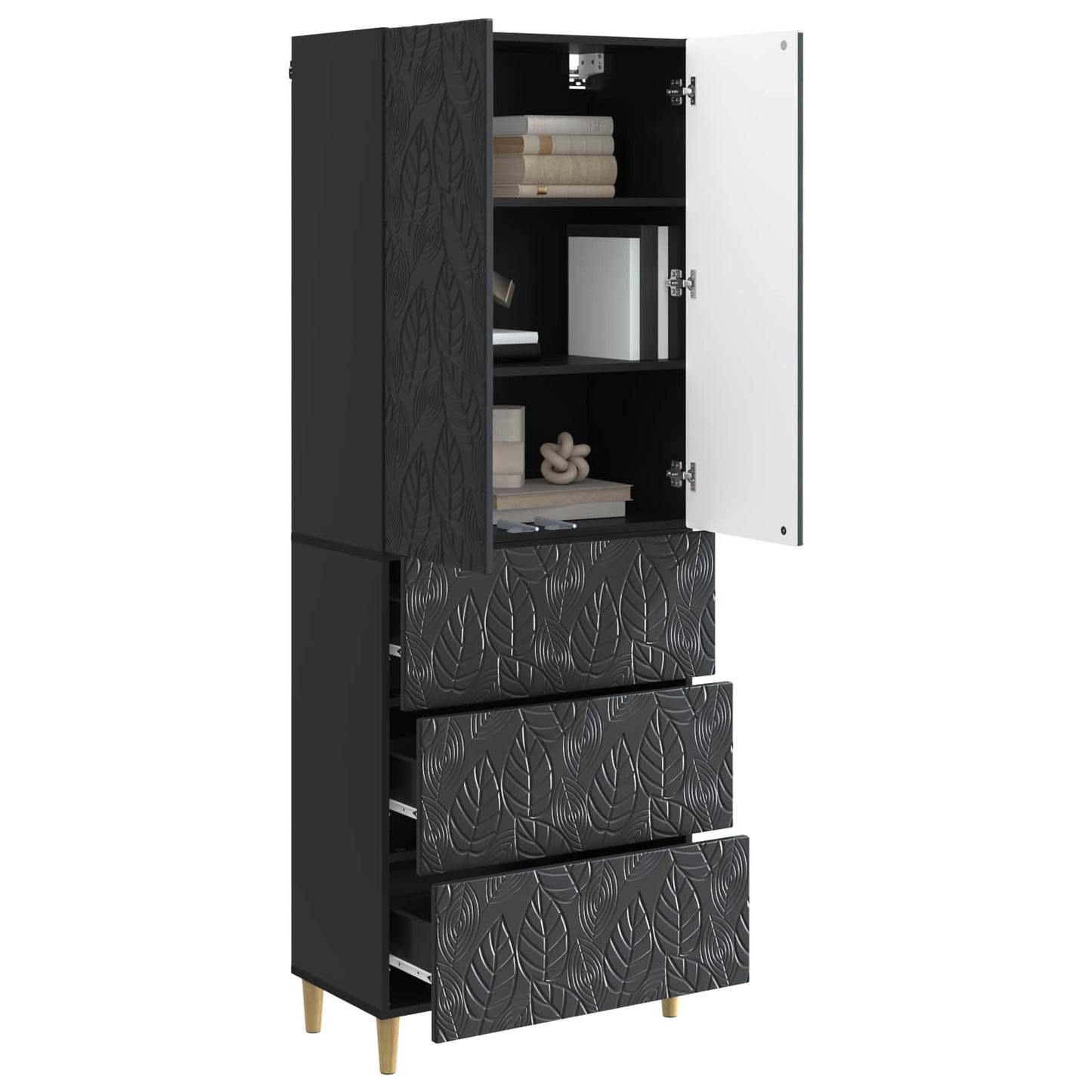 Cabinet Set 2 pcs 66 x 34.5 x 90 cm Engineered Wood Black