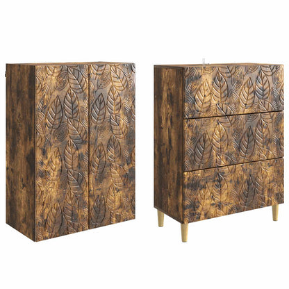 Cabinet Set 2 pcs 66 x 34.5 x 90 cm Engineered Wood Smoked Oak