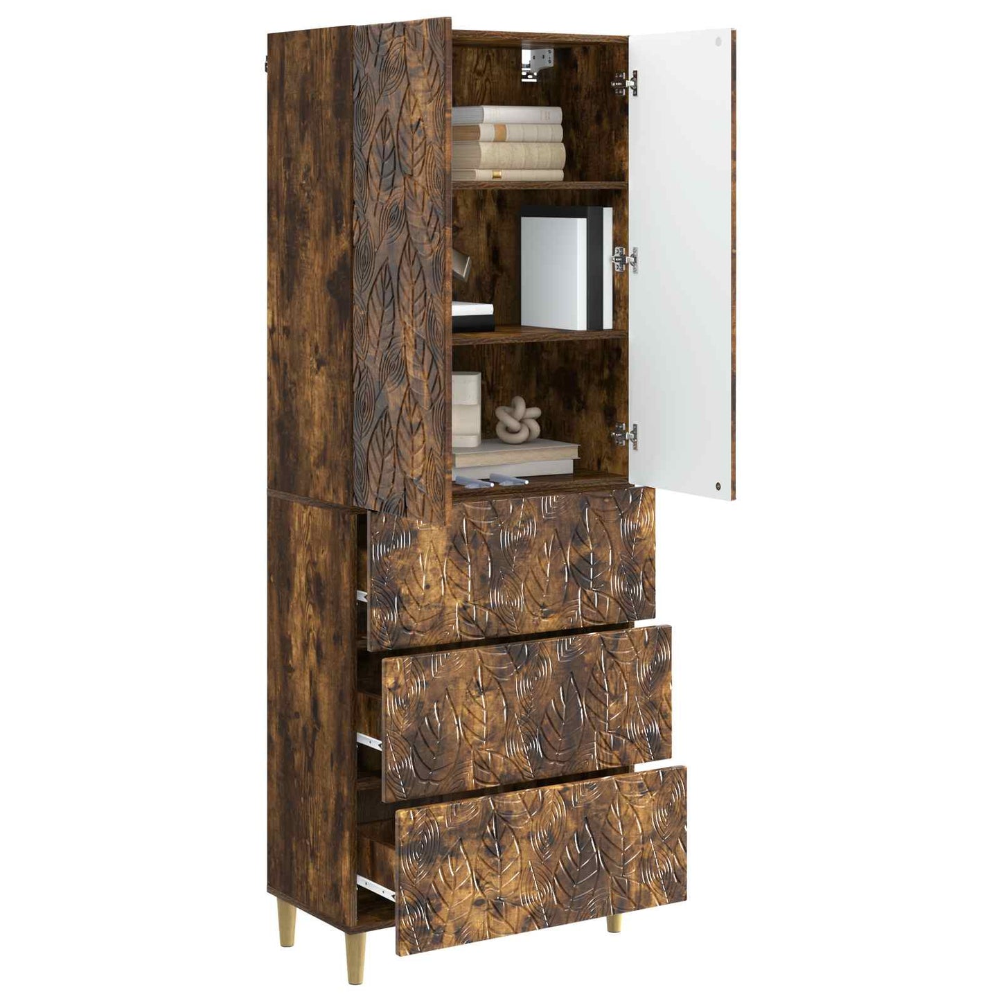 Cabinet Set 2 pcs 66 x 34.5 x 90 cm Engineered Wood Smoked Oak
